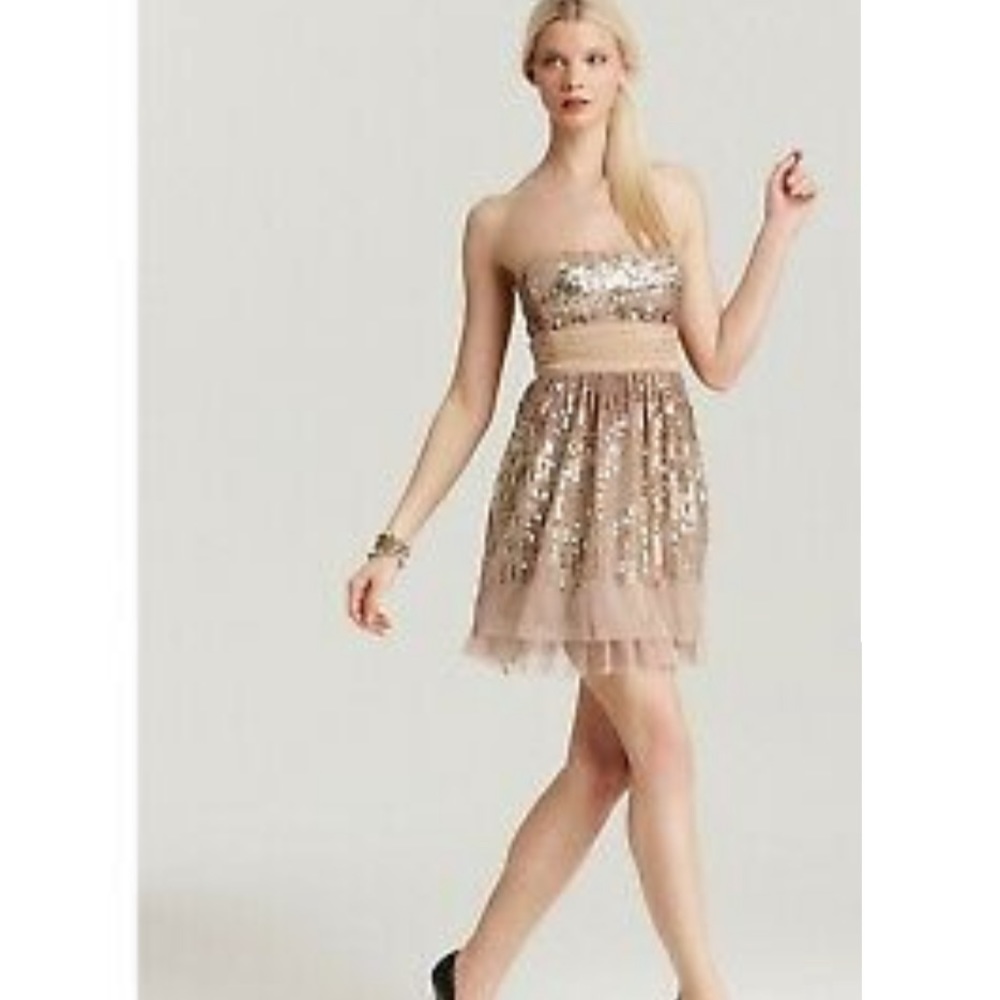 BCBG sequin, satin and tulle party mini dress 04!